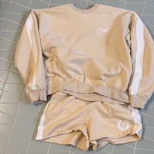 Victoria's Secret Beige Sweatshirt & Shorts Set